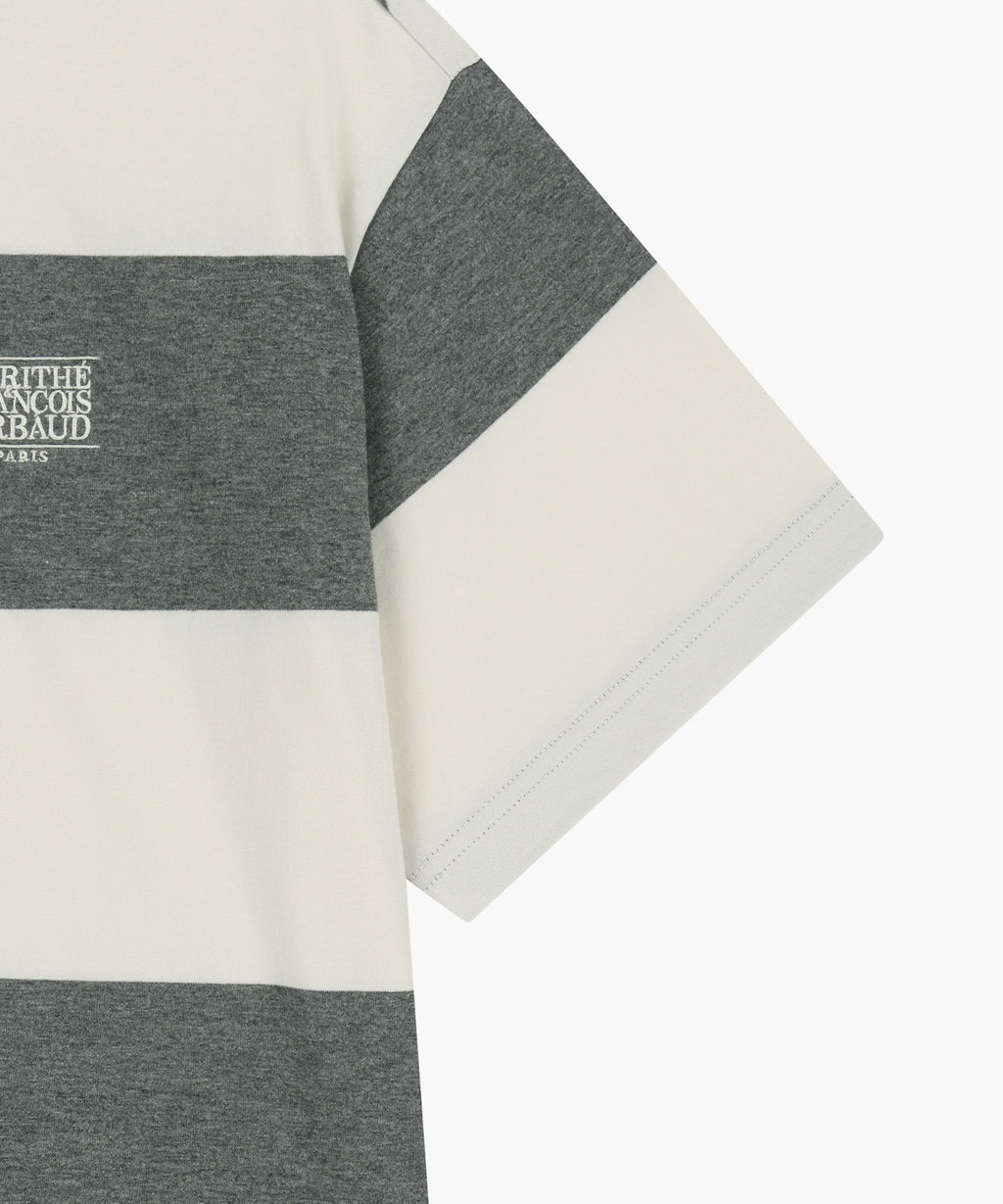 Marithe & Francois Girbaud - Small Classic Logo Rugby Stripe Oversized Collar Tee (Ivory) product image 13 | TRAB K-Fashion Australia