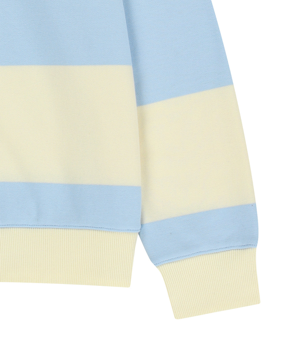 Marithe & Francois Girbaud - Small Classic Logo Rugby Stripe Sweatshirt (Sky Blue) product image 9 | TRAB K-Fashion Australia