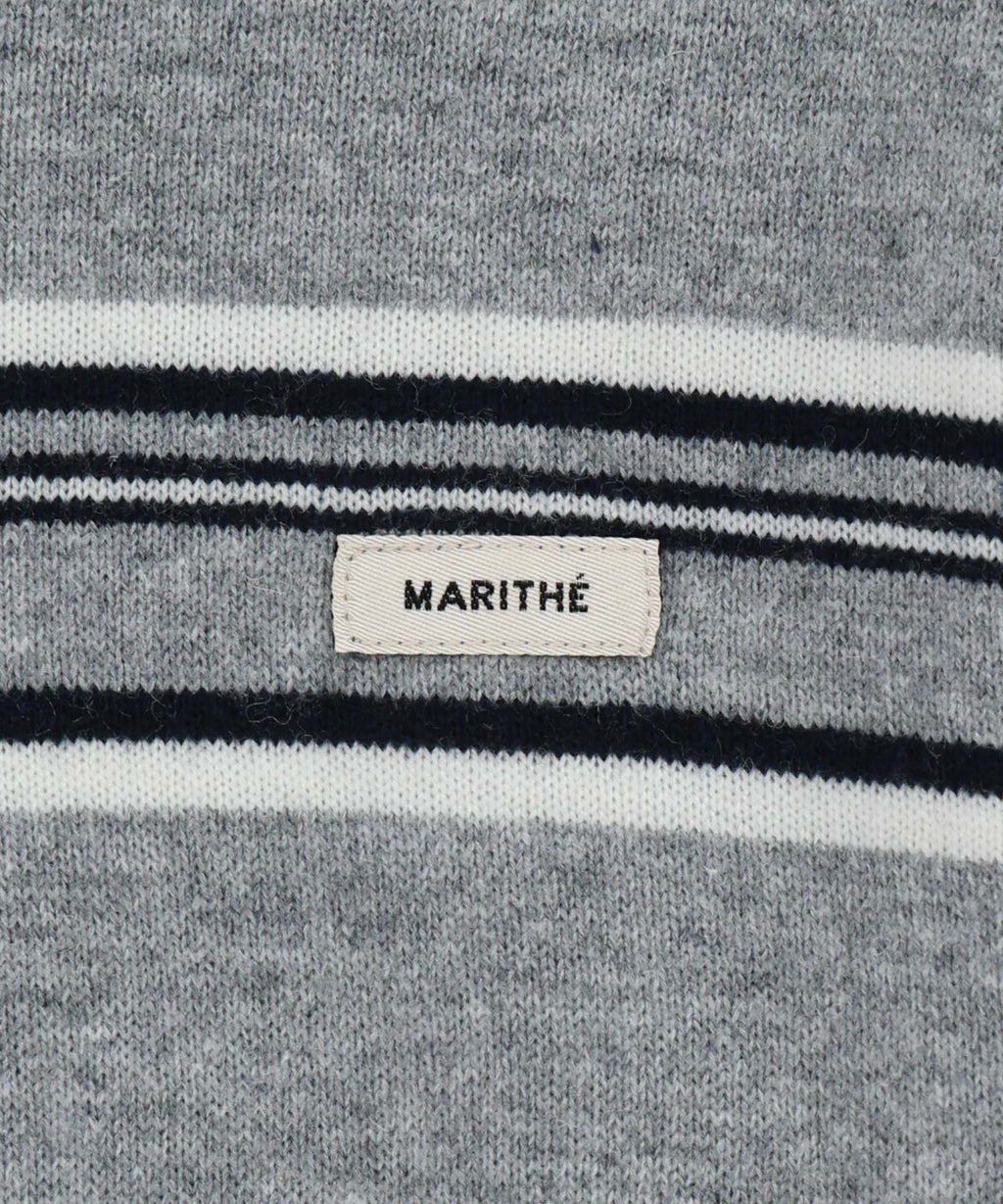 Marithe & Francois Girbaud - Regular Logo Stripe Polo Knit (Melange Gray) product image 9 | TRAB K-Fashion Australia