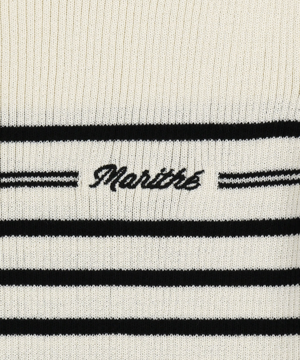 Marithe & Francois Girbaud - Ruffle Point Stripe Half Knit Pullover (Beige) product image 9 | TRAB K-Fashion Australia