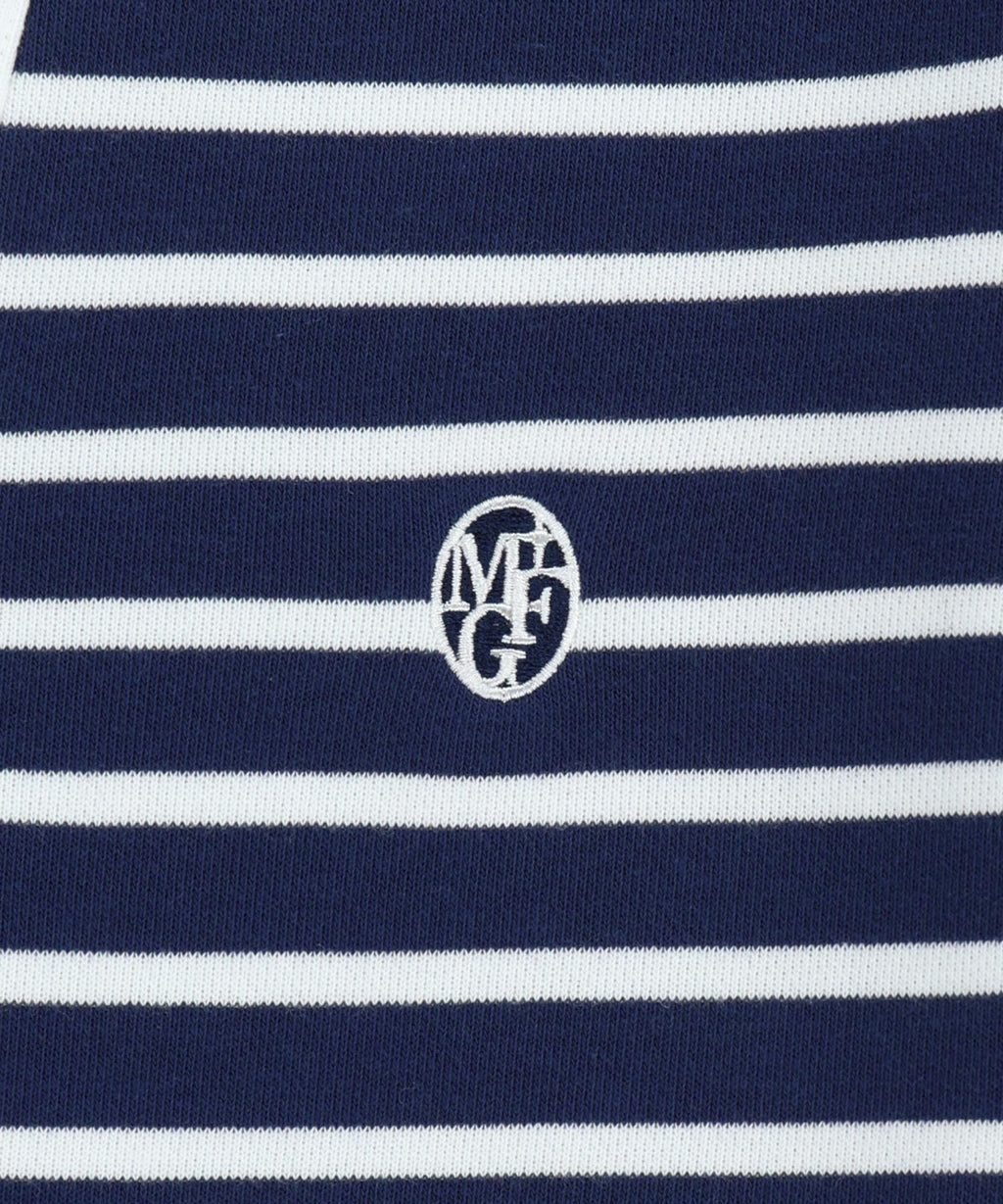 Marithe & Francois Girbaud - Collar Stripe Half Sleeve Crop Sweatshirt (Blue) product image 9 | TRAB K-Fashion Australia