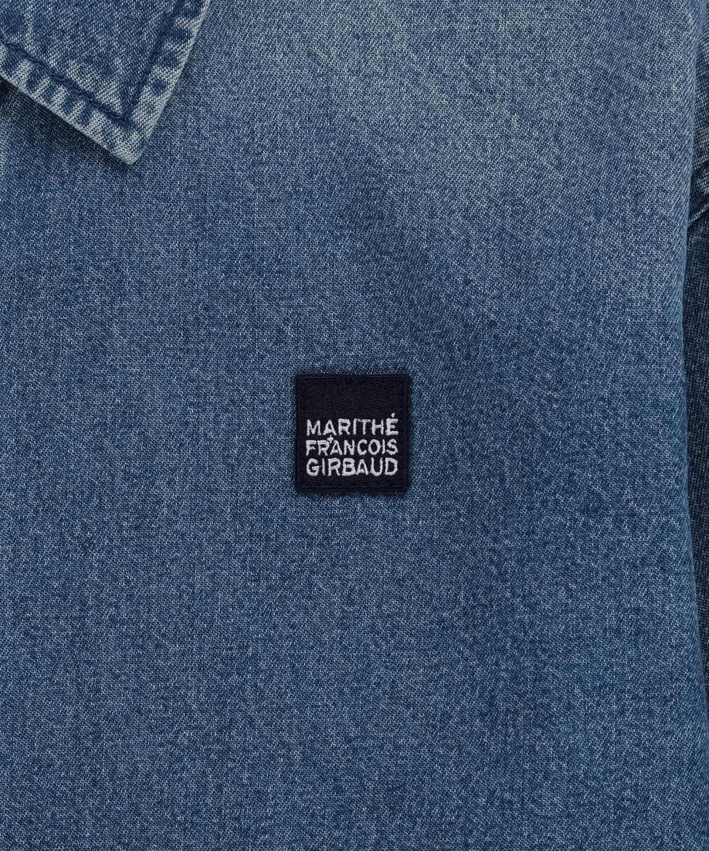 Marithe & Francois Girbaud - Heritage Lettering Logo Denim Crop Shirt (Blue) product image 9 | TRAB K-Fashion Australia