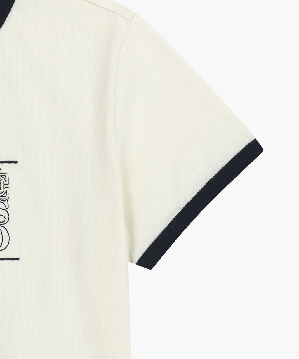 Marithe & Francois Girbaud - Classic Logo Applique Ringer Crop Tee (Ivory) product image 9 | TRAB K-Fashion Australia