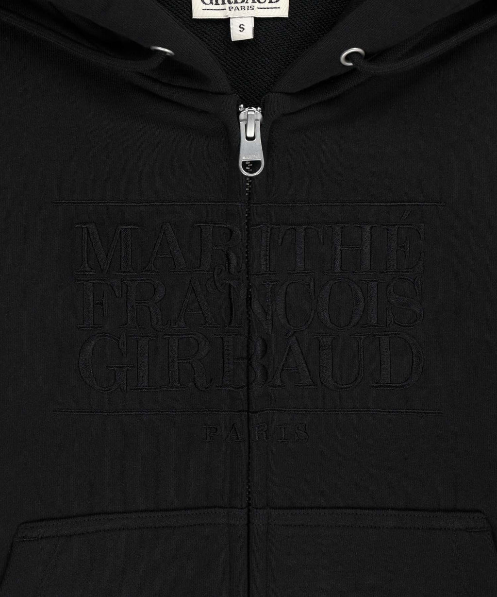 Marithe & Francois Girbaud - Classic Logo Crop Hoodie Zipup (Black Black) product image 9 | TRAB K-Fashion Australia