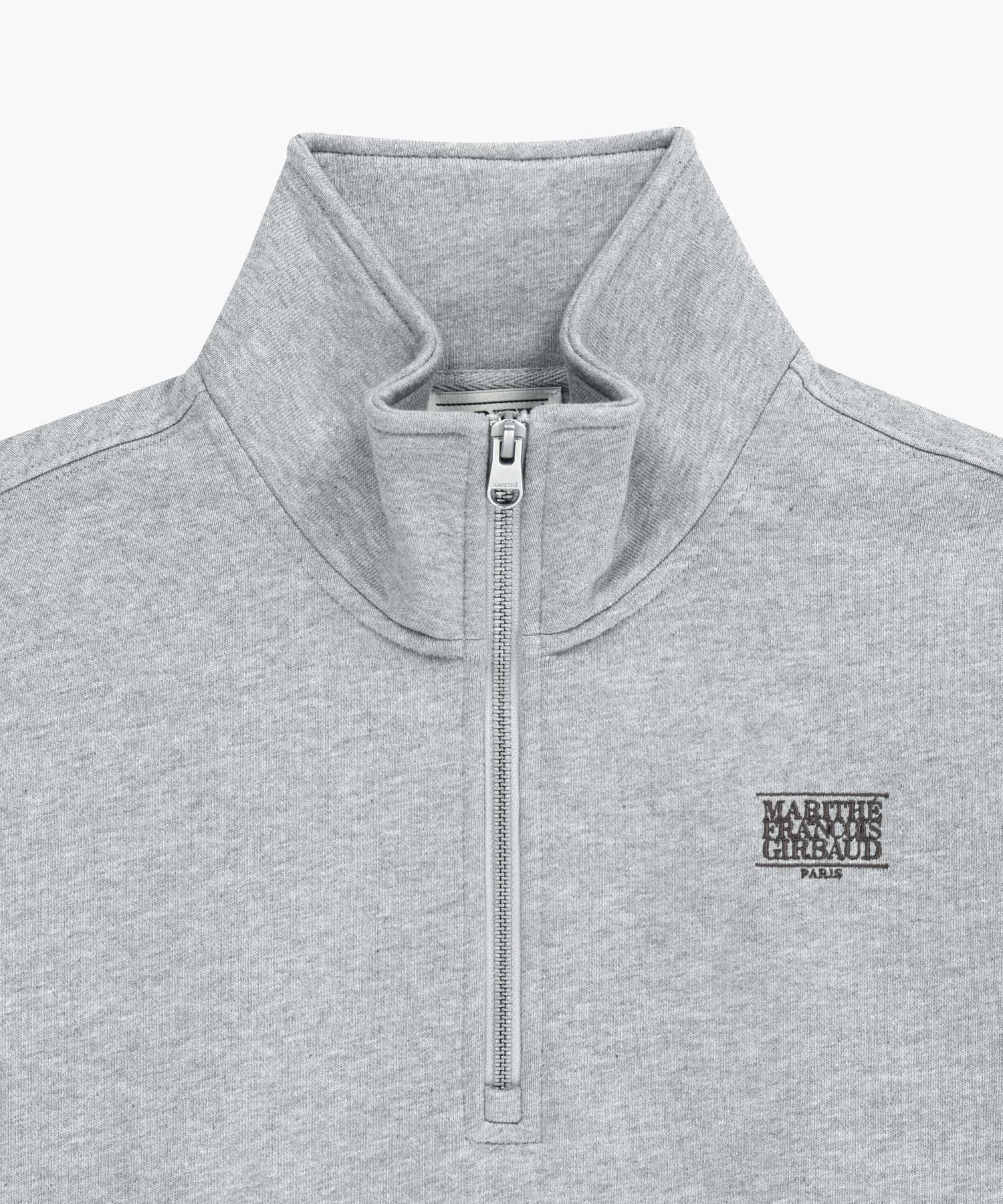 Marithe & Francois Girbaud - Small Classic Logo Half Zipup Crop Sweatshirt (Heather Gray) product image 9 | TRAB K-Fashion Australia