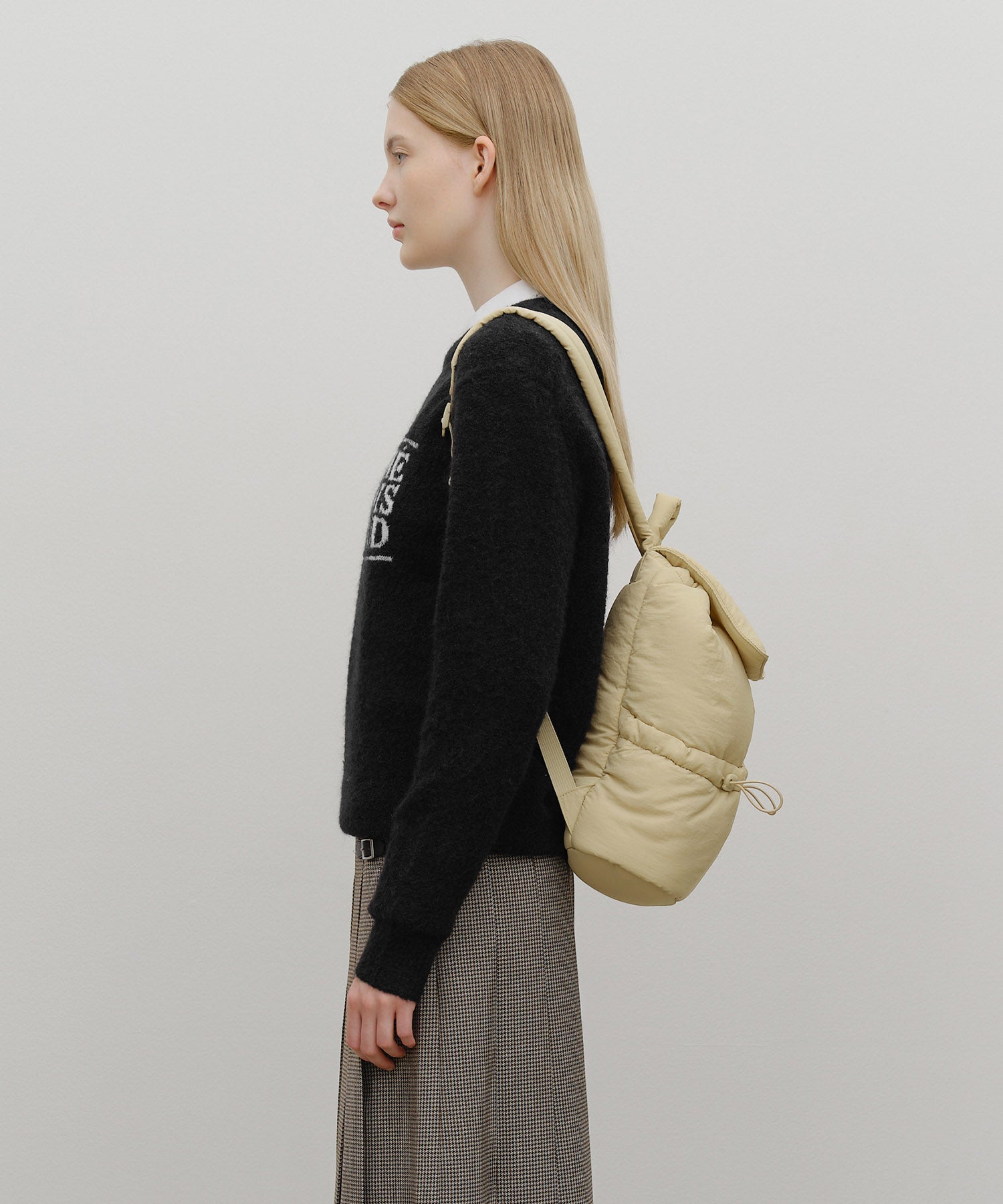 Marithe & Francois Girbaud - Classic Logo Padding Backpack (Beige) product image 9 | TRAB K-Fashion Australia