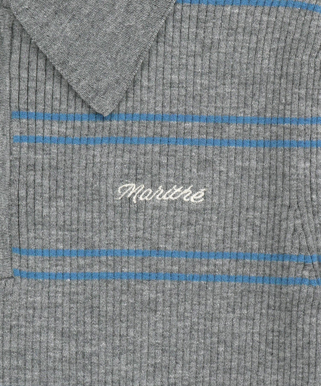 Marithe & Francois Girbaud - Stripe Half Zip Up Slim Knit (Melange Gray) product image 9 | TRAB K-Fashion Australia