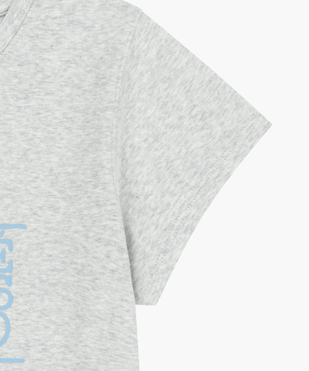 Marithe & Francois Girbaud - [Pre-order – Ships 19 Jun] Flower Classic Logo Cap Sleeve Slim Crop Tee (Light Heather Gray) product image 9 | TRAB K-Fashion Australia