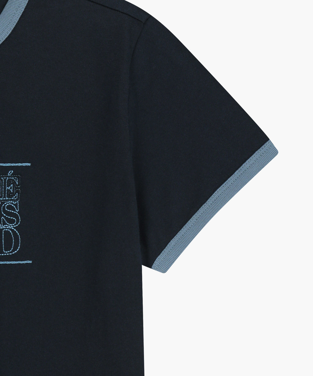 Marithe & Francois Girbaud - [Pre-order – Ships 15 Jul] Classic Logo Applique Ringer Crop Tee (Dark Navy) product image 9 | TRAB K-Fashion Australia