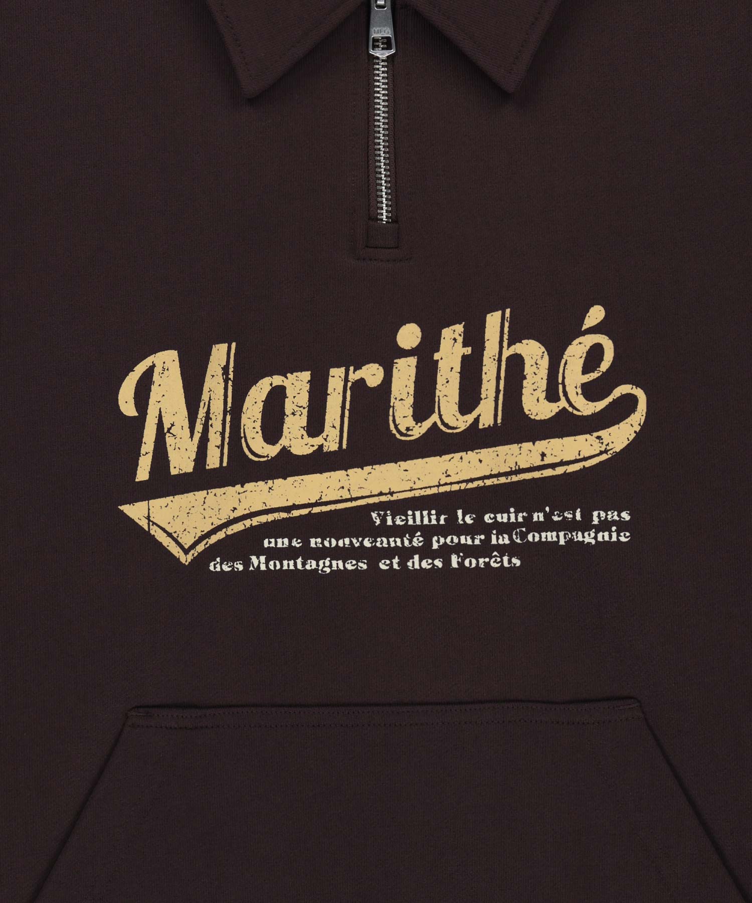 Marithe & Francois Girbaud - Baseball Logo Collar Half Zipup Sweatshirt (Brown) product image 9 | TRAB K-Fashion Australia