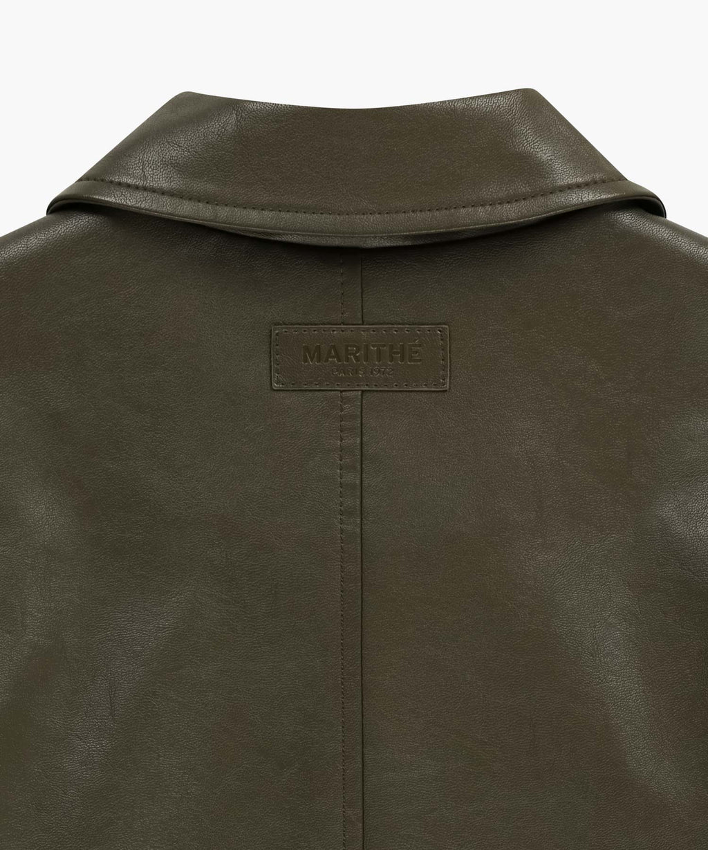 Marithe & Francois Girbaud - Crop Faux Leather Jacket (Khaki) product image 12 | TRAB K-Fashion Australia