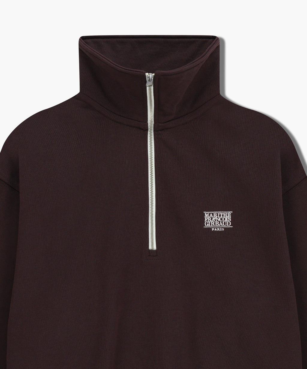 Marithe & Francois Girbaud - Classic Logo Half Zipup Crop Sweatshirt (Brown) product image 9 | TRAB K-Fashion Australia