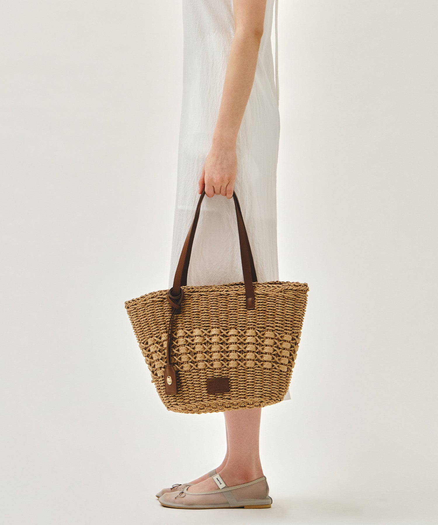 Marithe & Francois Girbaud - Classic Logo Basket Shoulder Bag (Beige) product image 11 | TRAB K-Fashion Australia