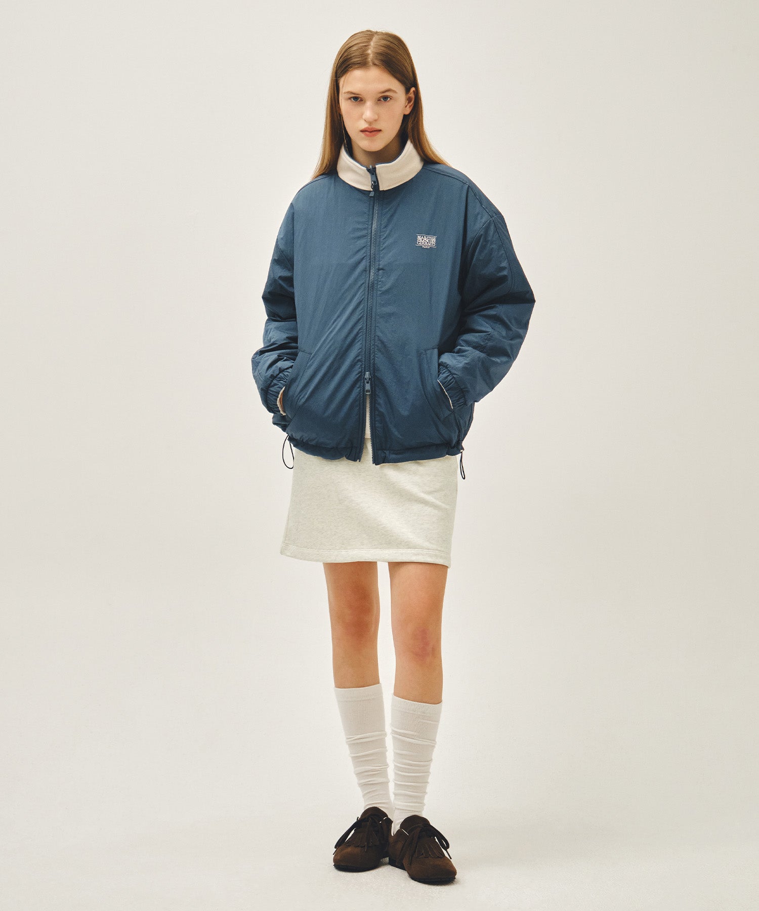 Marithe & Francois Girbaud - Classic Logo Reversible Fleece Jacket (Cream) product image 9 | TRAB K-Fashion Australia
