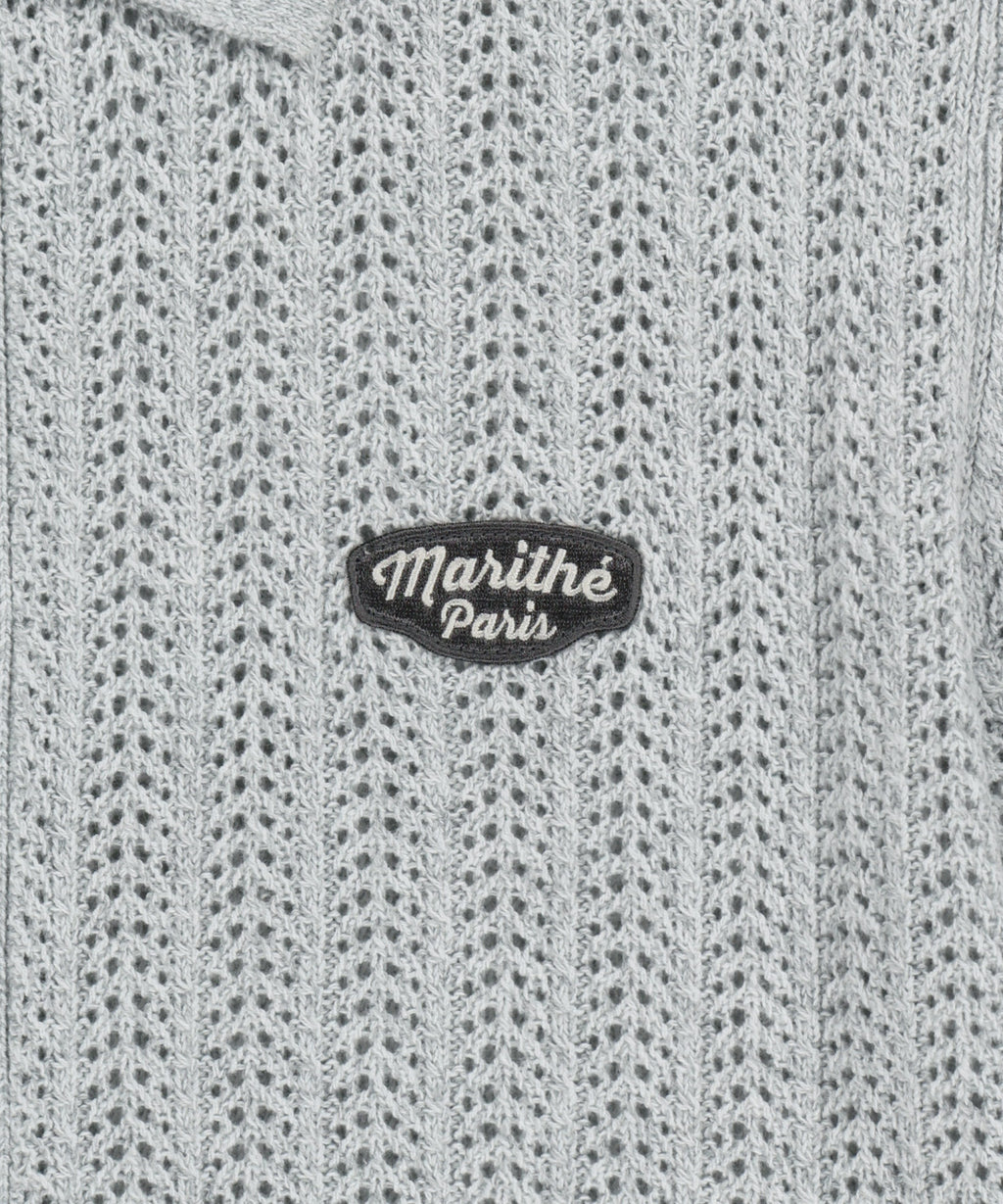 Marithe & Francois Girbaud - Wappen Crochet Half Knit Cardigan (Heather Gray) product image 9 | TRAB K-Fashion Australia