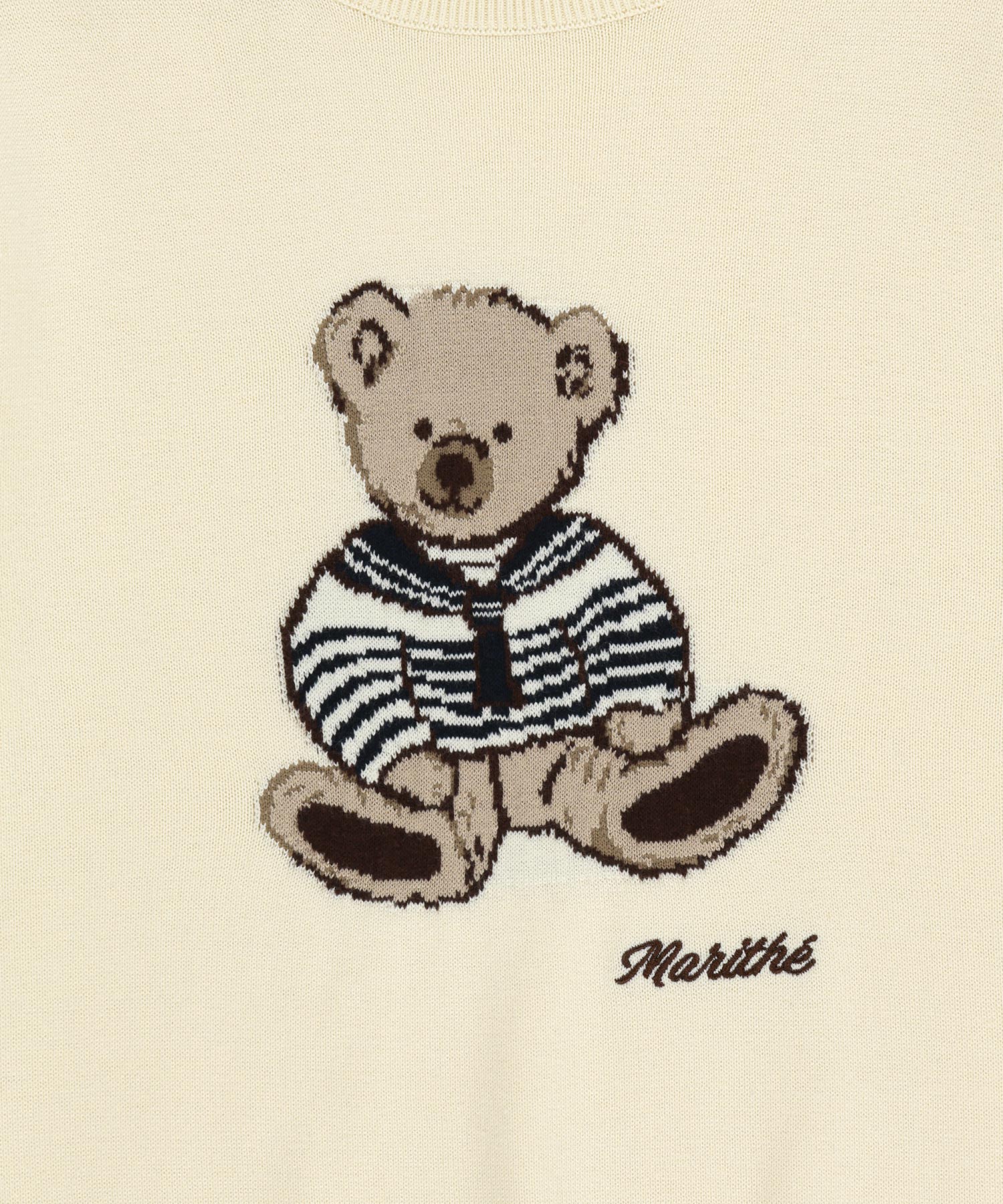 Marithe & Francois Girbaud - Doodle Bear Half Knit Pullover (Ivory) product image 9 | TRAB K-Fashion Australia