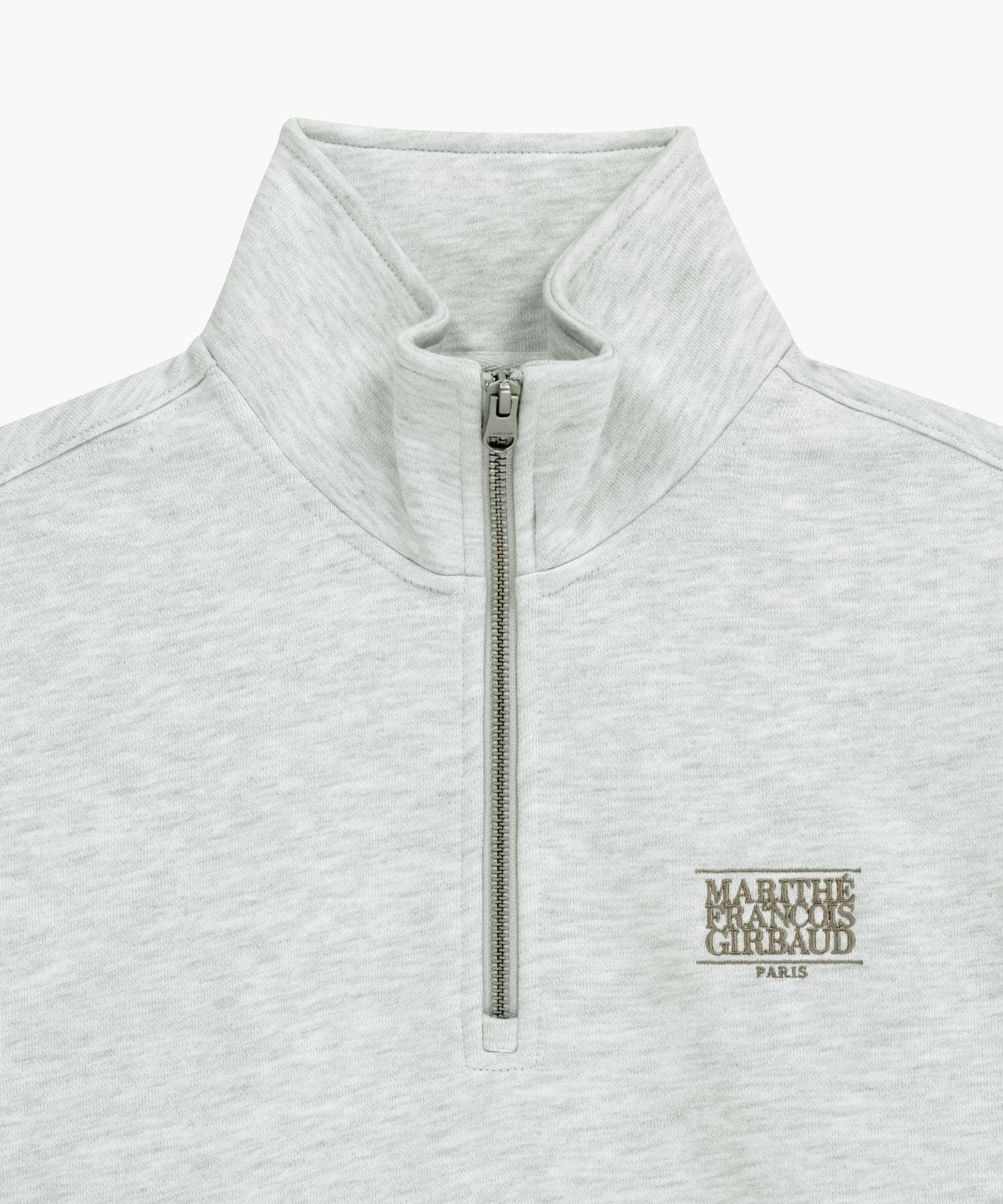 Marithe & Francois Girbaud - Small Classic Logo Half Zipup Sweatshirt (Light Heather Gray) product image 9 | TRAB K-Fashion Australia
