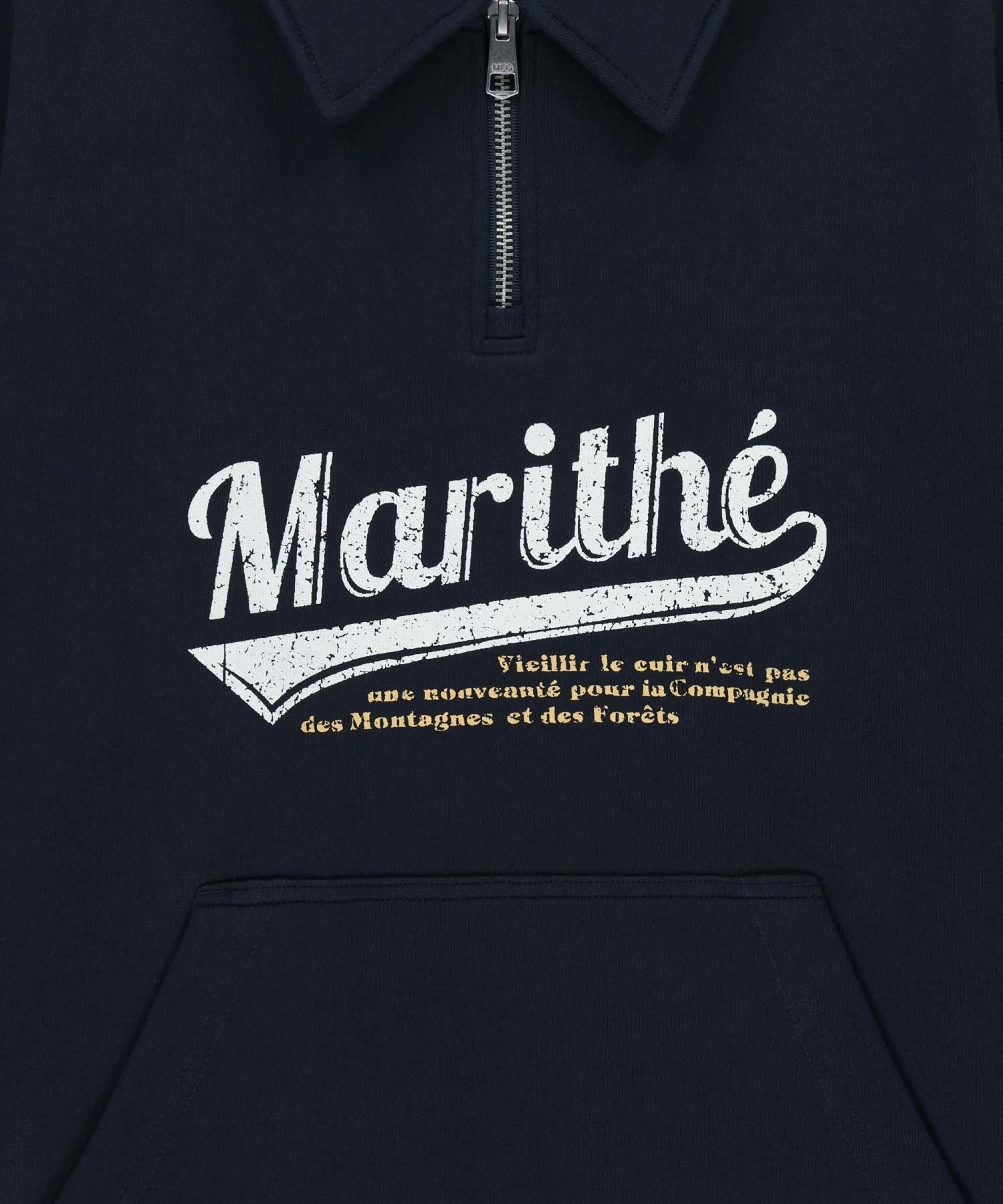 Marithe & Francois Girbaud - Baseball Logo Collar Half Zipup Sweatshirt (Navy) product image 9 | TRAB K-Fashion Australia
