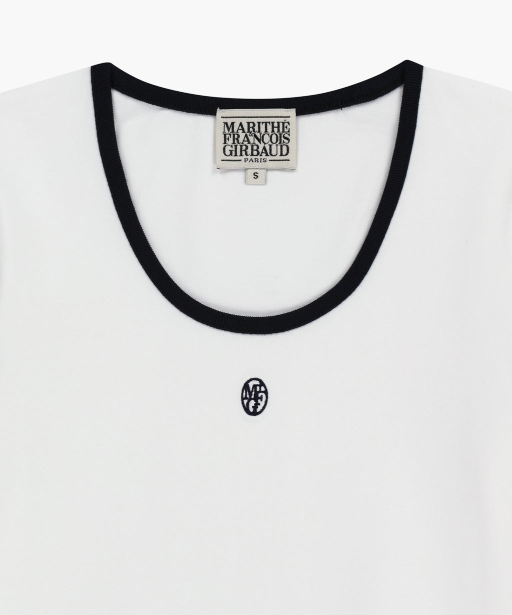 Marithe & Francois Girbaud - Deep Neck Ringer Tee (White) product image 8 | TRAB K-Fashion Australia