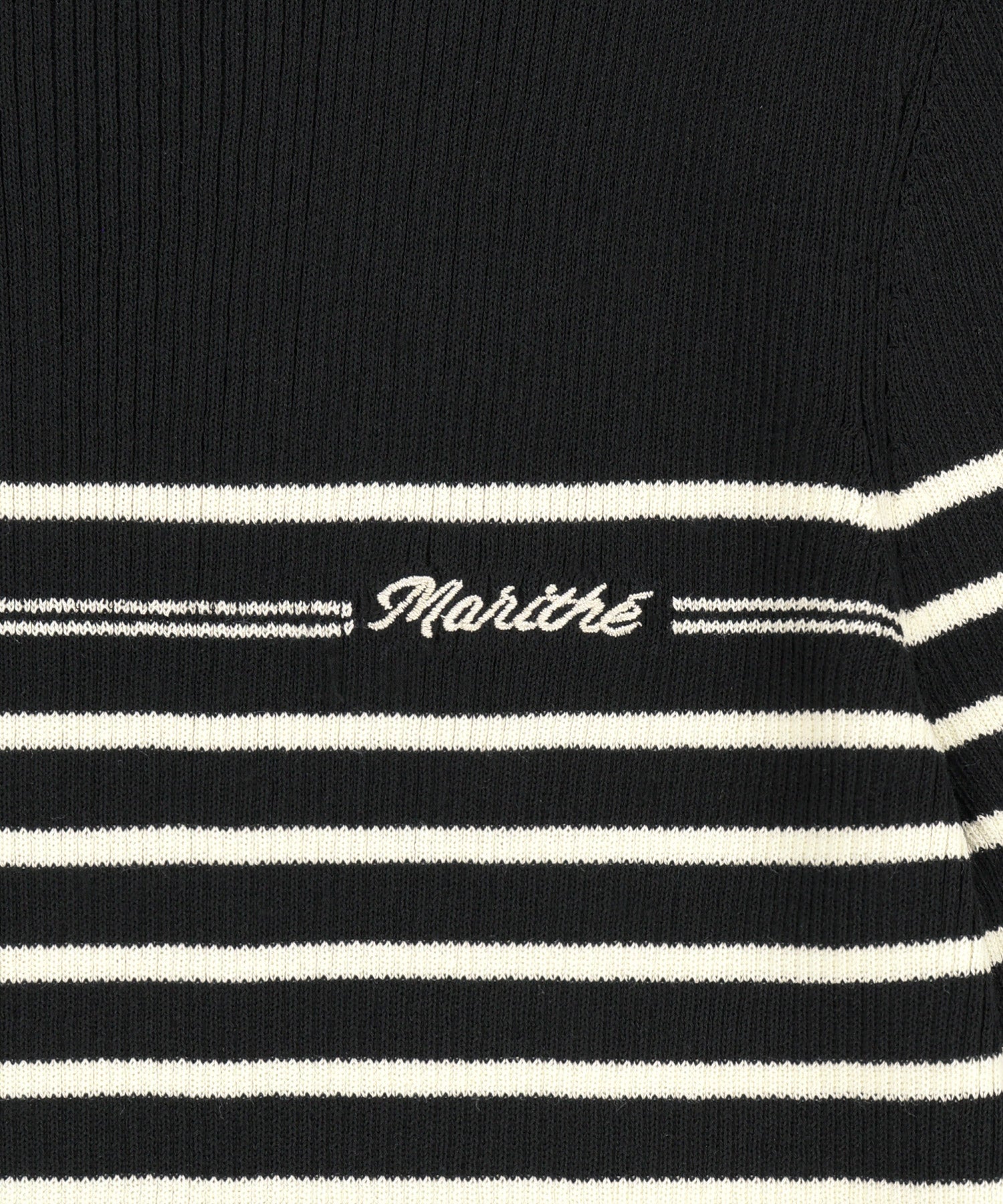 Marithe & Francois Girbaud - Ruffle Point Stripe Half Knit Pullover (Black) product image 9 | TRAB K-Fashion Australia