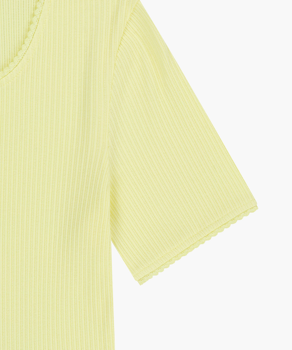 Marithe & Francois Girbaud - Square Neck Lace Detail Tee (Light Yellow) product image 9 | TRAB K-Fashion Australia