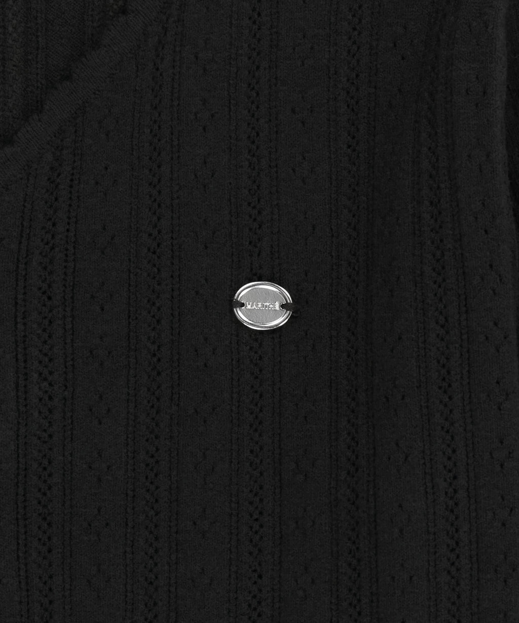 Marithe & Francois Girbaud - V-neck Crochet Knit Cardigan (Black) product image 9 | TRAB K-Fashion Australia