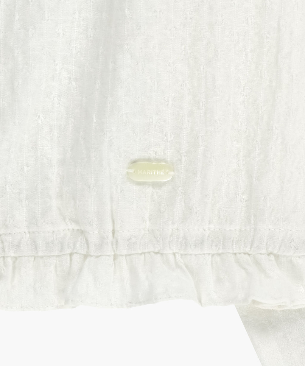 Marithe & Francois Girbaud - Lace Shirring Crop Blouse (White) product image 9 | TRAB K-Fashion Australia