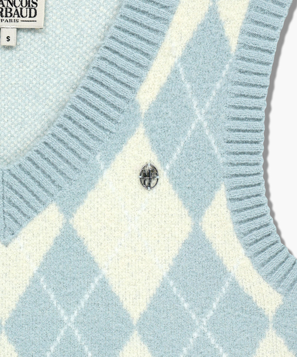 Marithe & Francois Girbaud - Argyle V-neck Knit Vest (Sky Blue) product image 9 | TRAB K-Fashion Australia