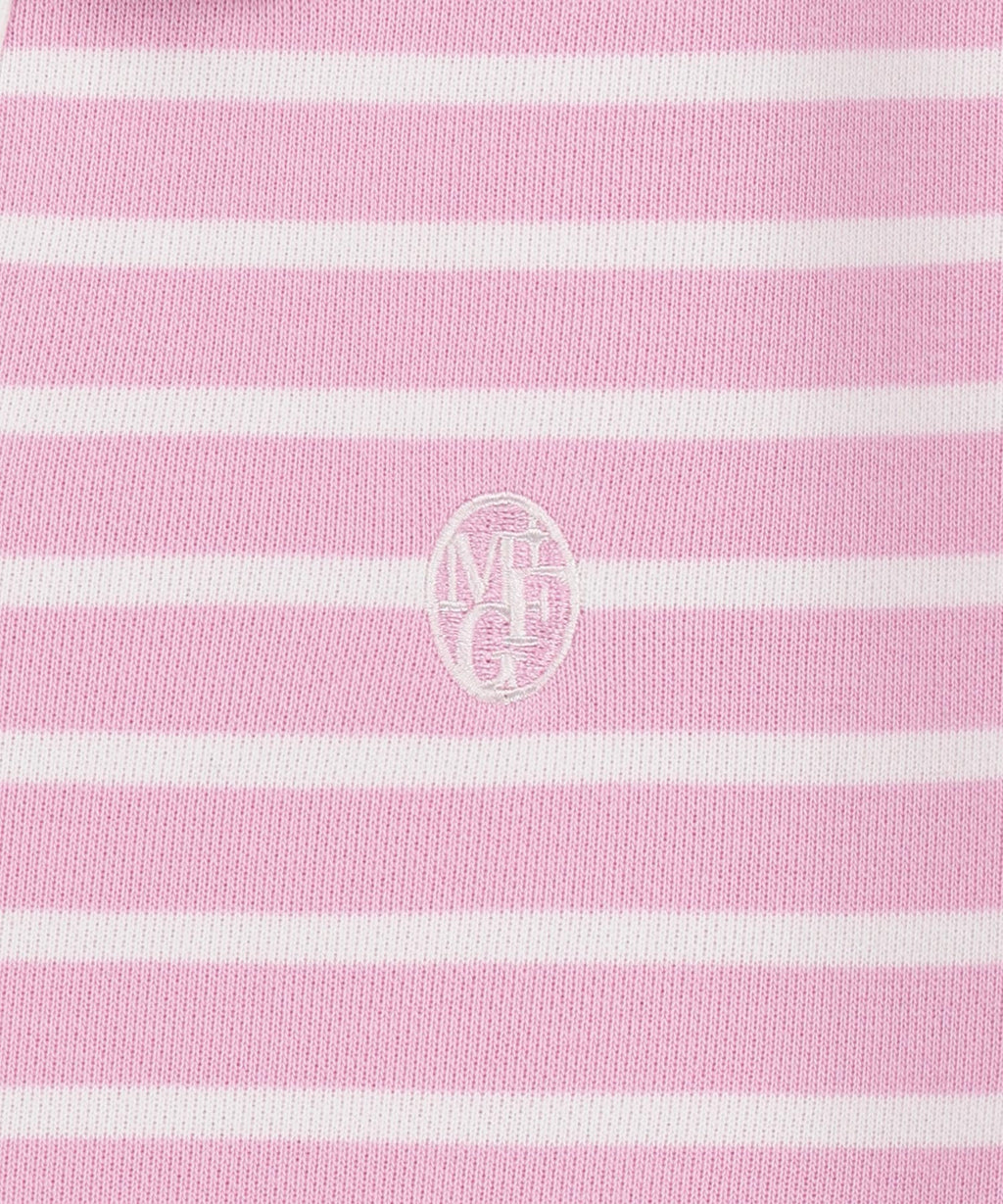 Marithe & Francois Girbaud - Collar Stripe Half Sleeve Crop Sweatshirt (Pink) product image 9 | TRAB K-Fashion Australia