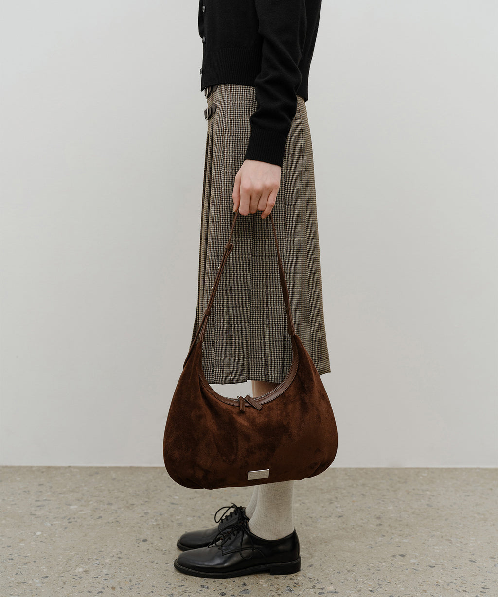 Marithe & Francois Girbaud - Classic Logo Round Suede Shoulder Bag (Brown) product image 9 | TRAB K-Fashion Australia