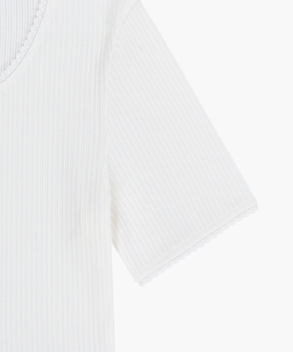 Marithe & Francois Girbaud - Square Neck Lace Detail Tee (White) product image 9 | TRAB K-Fashion Australia