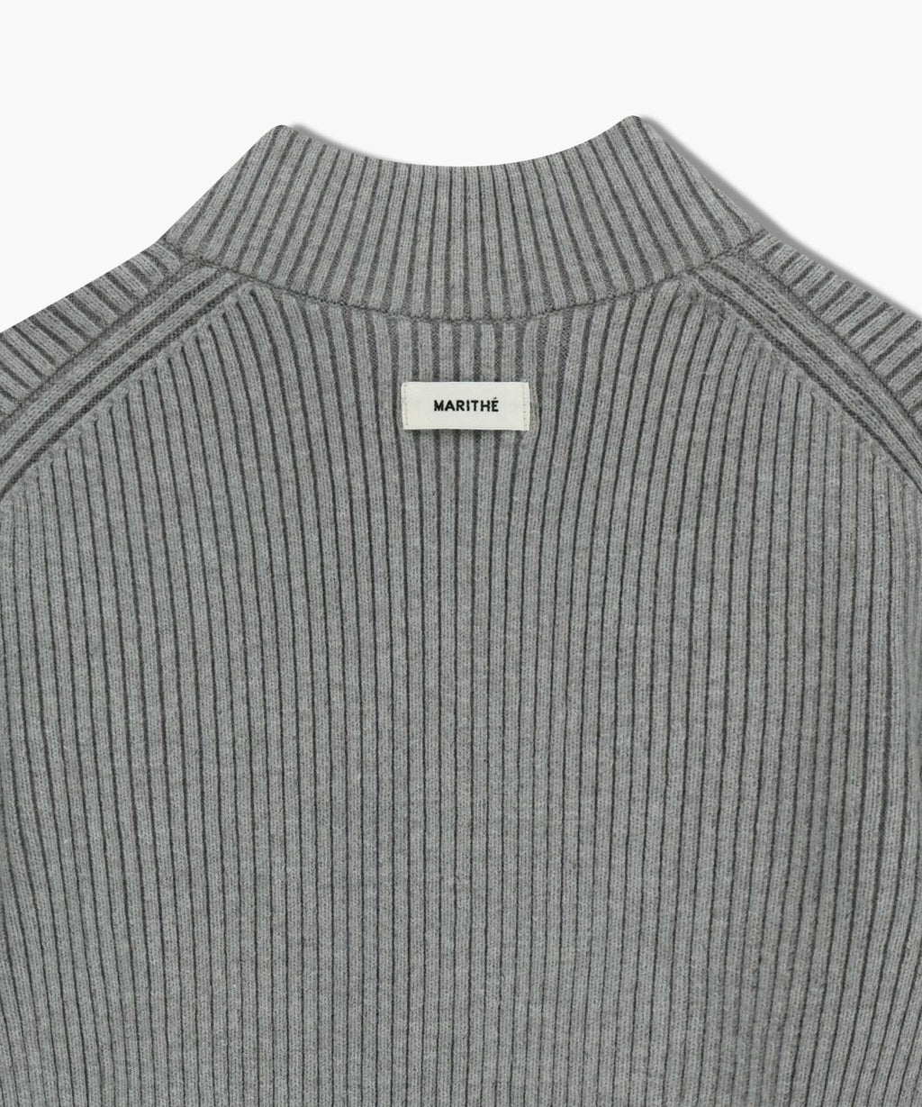 Marithe & Francois Girbaud - Two Way High Neck Zipup Cardigan (Heather Gray) product image 9 | TRAB K-Fashion Australia