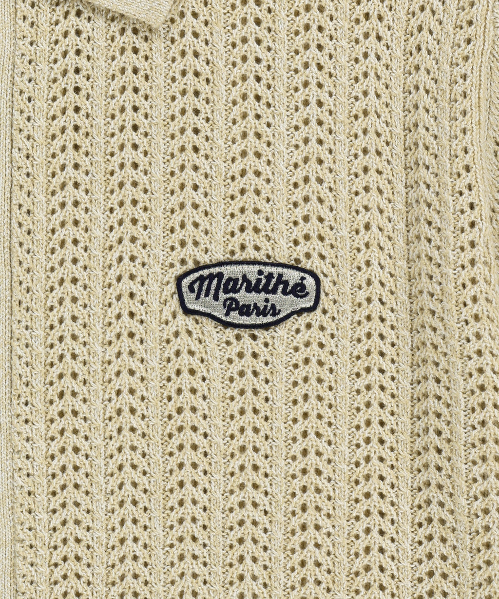 Marithe & Francois Girbaud - Wappen Crochet Half Knit Cardigan (Beige) product image 9 | TRAB K-Fashion Australia