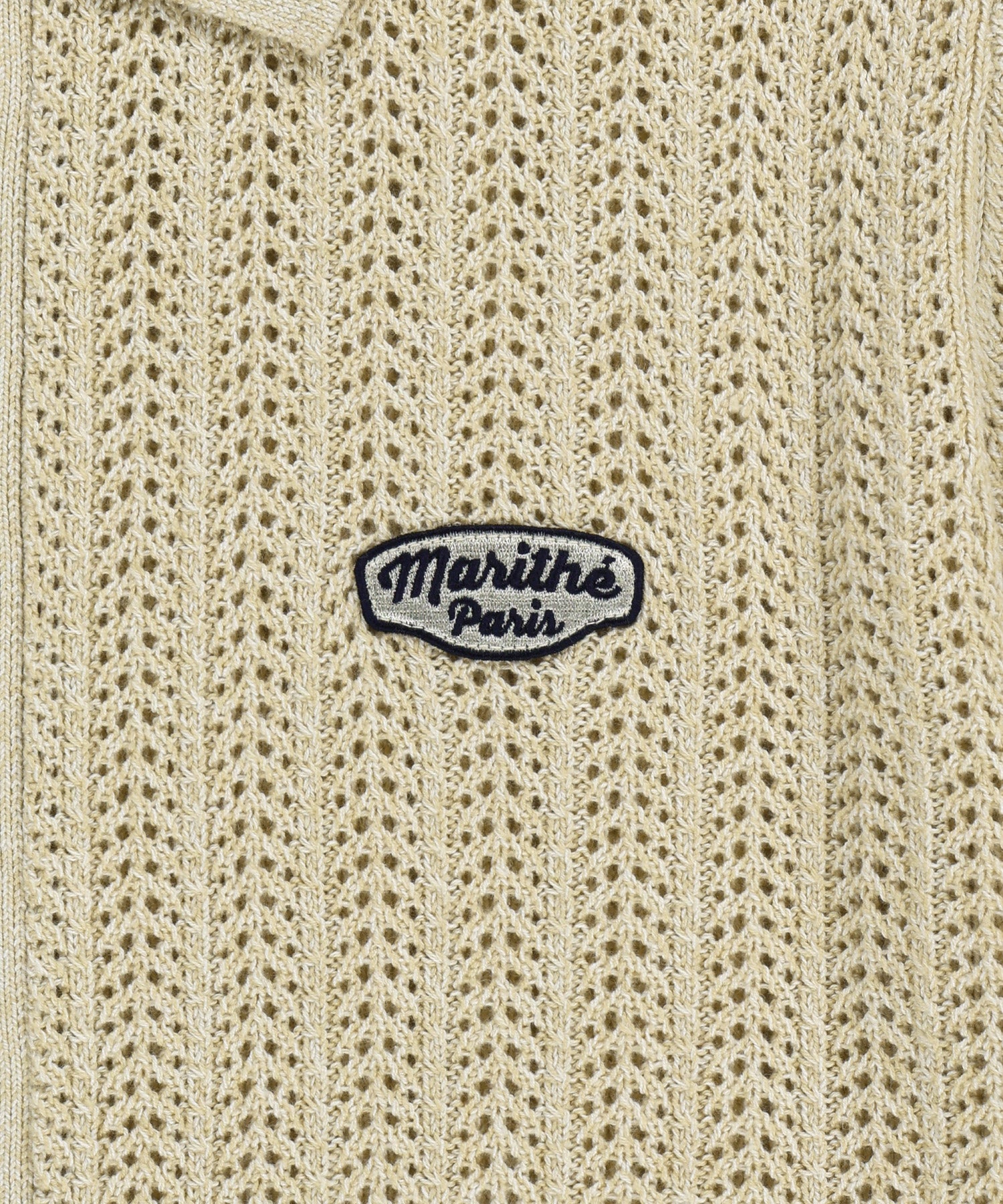 Marithe & Francois Girbaud - Wappen Crochet Half Knit Cardigan (Beige) product image 9 | TRAB K-Fashion Australia
