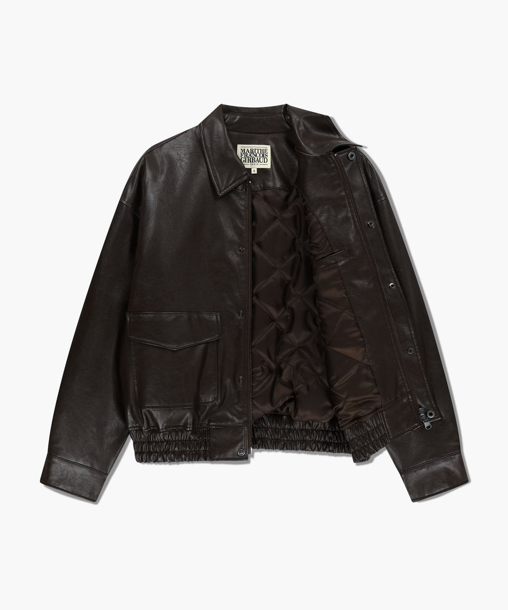 Marithe & Francois Girbaud - Faux Leather Padded Jacket (Brown) product image 11 | TRAB K-Fashion Australia