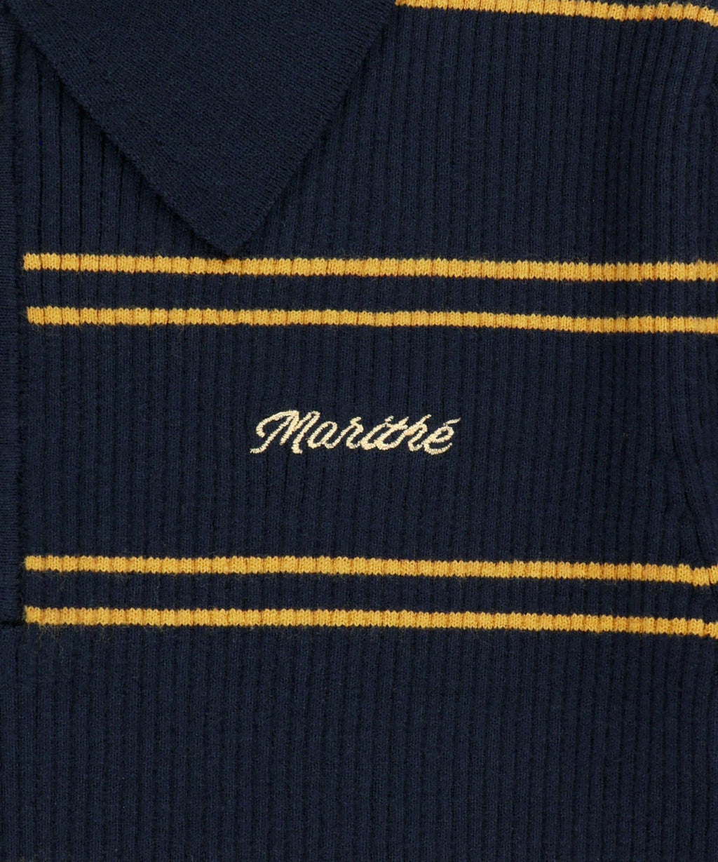 Marithe & Francois Girbaud - Stripe Half Zip Up Slim Knit (Navy) product image 9 | TRAB K-Fashion Australia