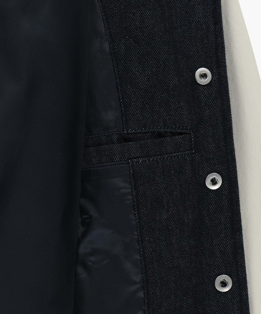 Marithe & Francois Girbaud - Classic Logo Embroidery Denim Varsity Jacket (Navy) product image 9 | TRAB K-Fashion Australia