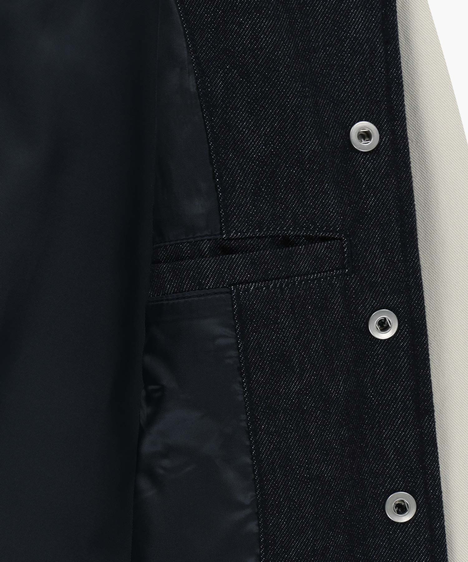 Marithe & Francois Girbaud - Classic Logo Embroidery Denim Varsity Jacket (Navy) product image 9 | TRAB K-Fashion Australia