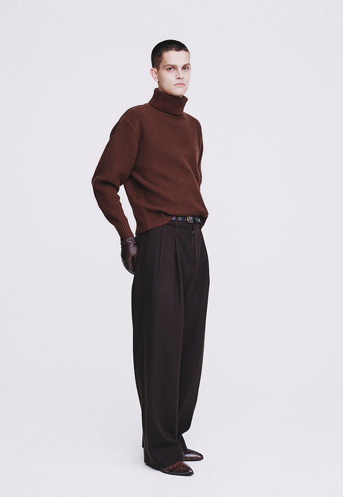 Tonywack - Hard Twist Wool Slit Turtleneck Knit (Brown) product image 4 | TRAB K-Fashion Australia