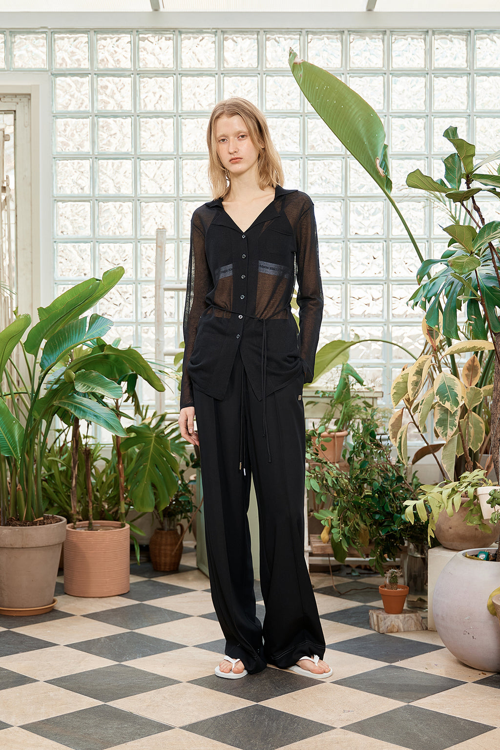 Matin Kim - String Point Plain Long Cardigan (Black) product image 12 | TRAB K-Fashion Australia
