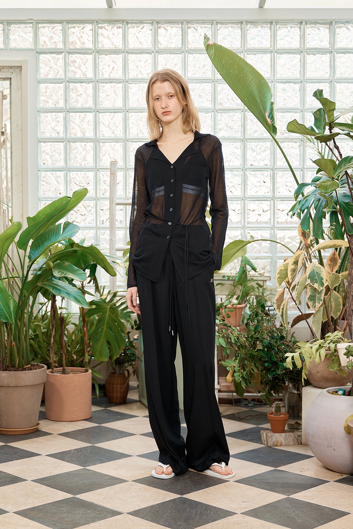 Matin Kim - String Point Plain Long Cardigan (Black) product image 12 | TRAB K-Fashion Australia