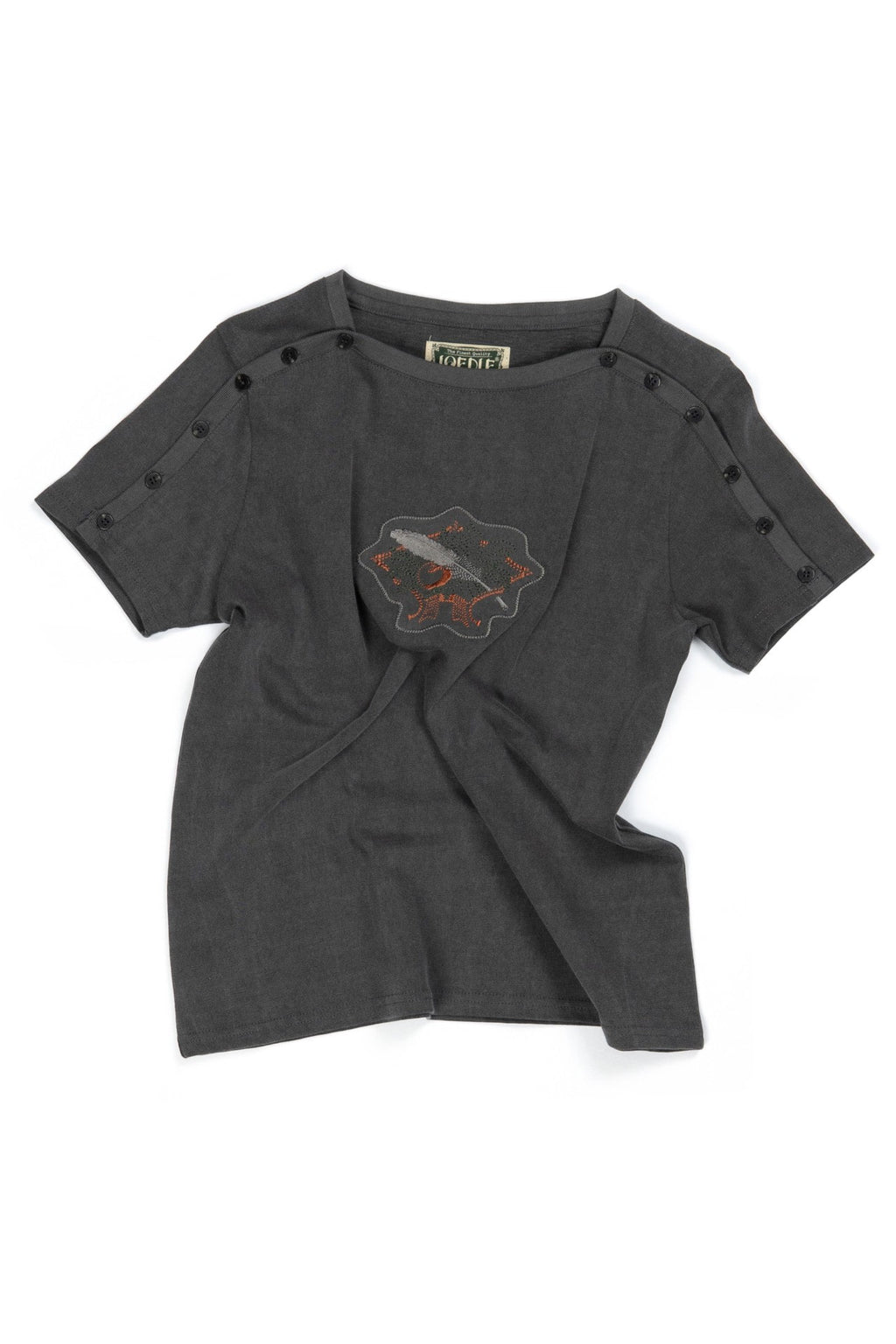Ioedle - Freefall Fastening Boat Neck T-Shirt (Charcoal) product image 2 | TRAB K-Fashion Australia
