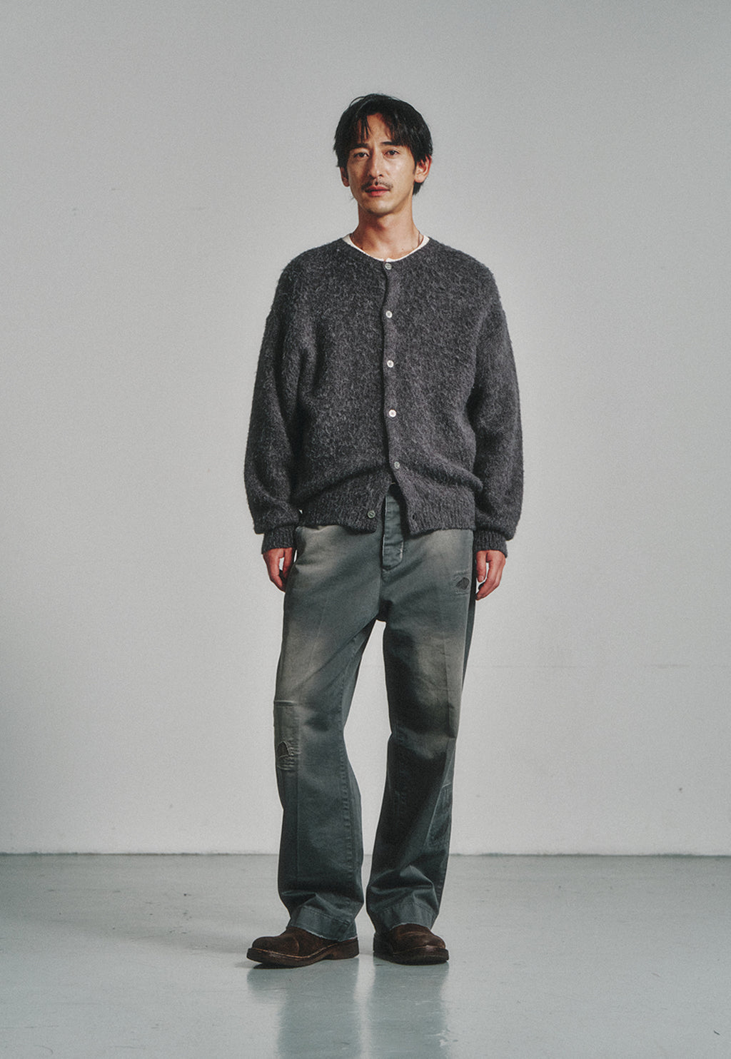 Art if acts - Alpaca Round Neck Cardigan (Charcoal) product image 2 | TRAB K-Fashion Australia