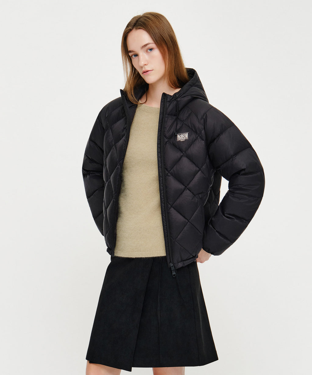 Marithe & Francois Girbaud - Hooded Lightweight Down Jacket (Black) product image 2 | TRAB K-Fashion Australia