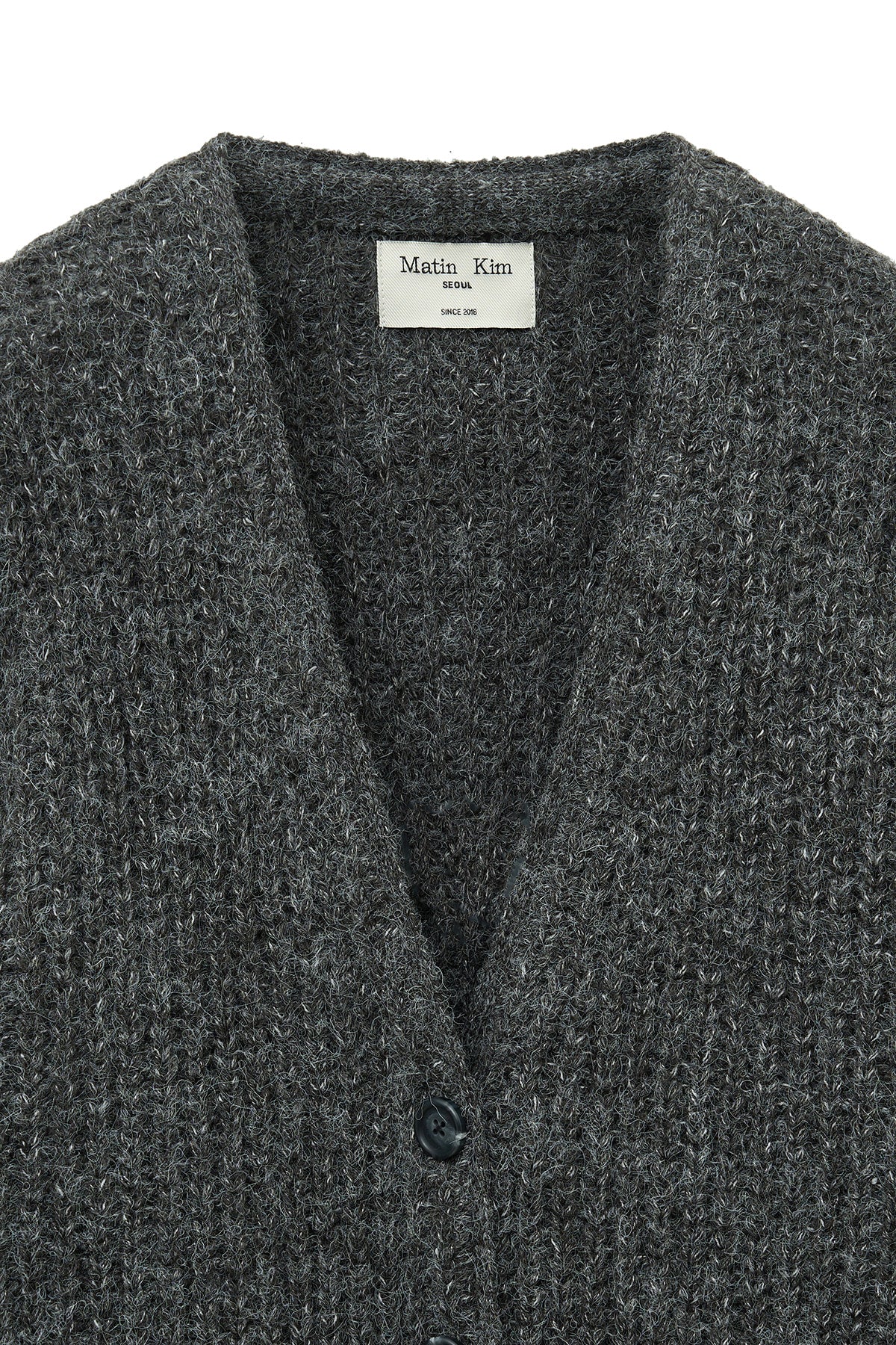 Matin Kim - Side Button Point Overfit Cardigan (Charcoal) product image 4 | TRAB K-Fashion Australia