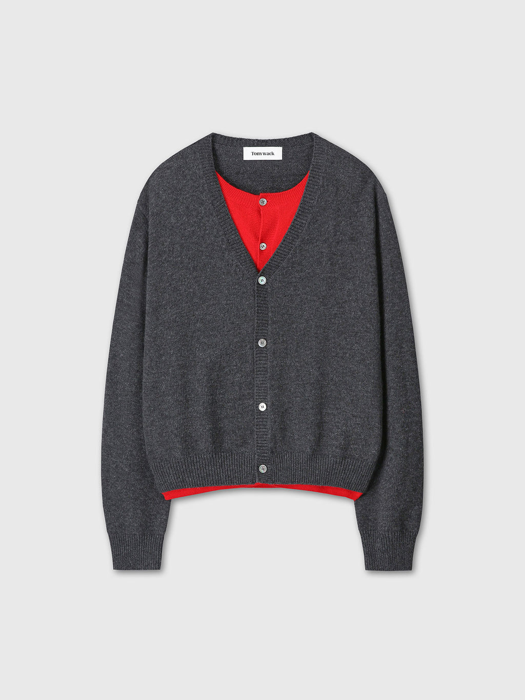 Tonywack - Wool And Cashmere Layered Cardigan (Charcoal/Red) product image 9 | TRAB K-Fashion Australia