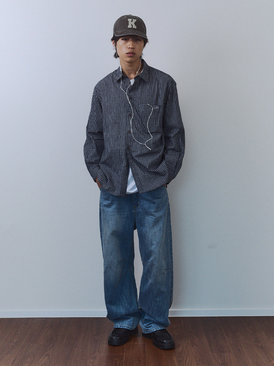 Kijun - Ivy Classic Check Shirt (Navy) product image 3 | TRAB K-Fashion Australia