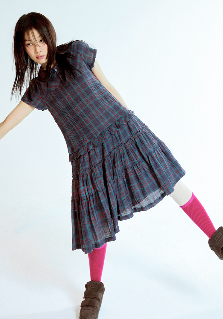 Coyseio - Raw Edge Check One Piece (Purple) product image 2 | TRAB K-Fashion Australia