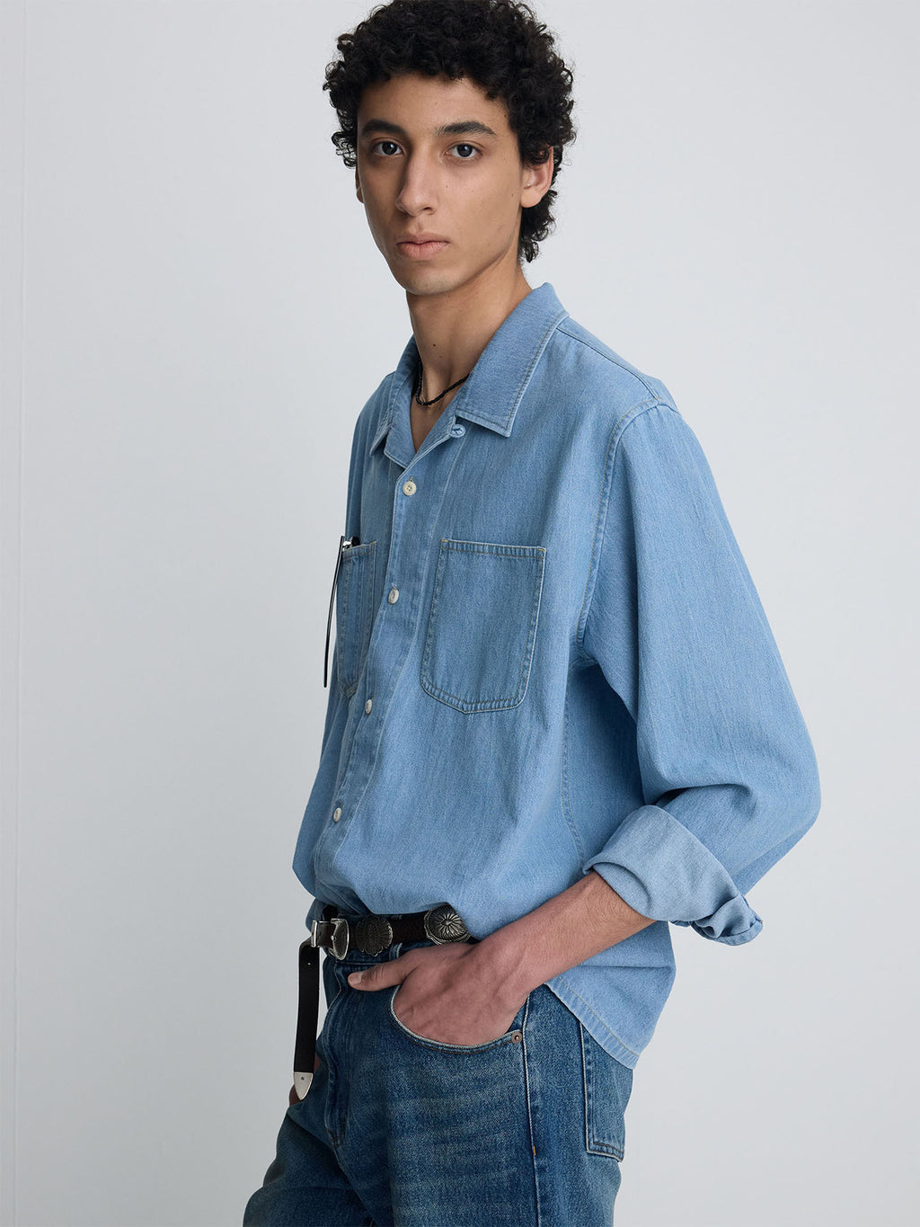 Tonywack - Two Pocket Soft Denim Shirt (Light Indigo) product image 5 | TRAB K-Fashion Australia