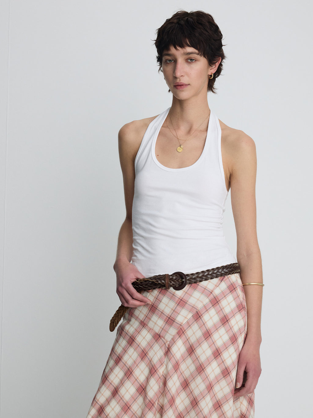 Tonywack - Cotton Check Patchwork Skirt (Pink Check) product image 3 | TRAB K-Fashion Australia